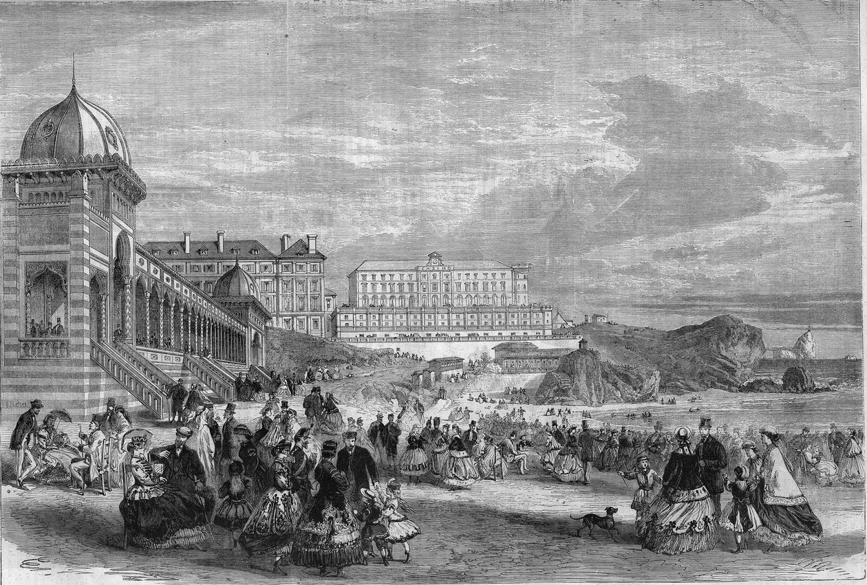 1867 में Biarritz के समुद्री स्नान में दोपहर। द्वारा अज्ञात कलाकार
