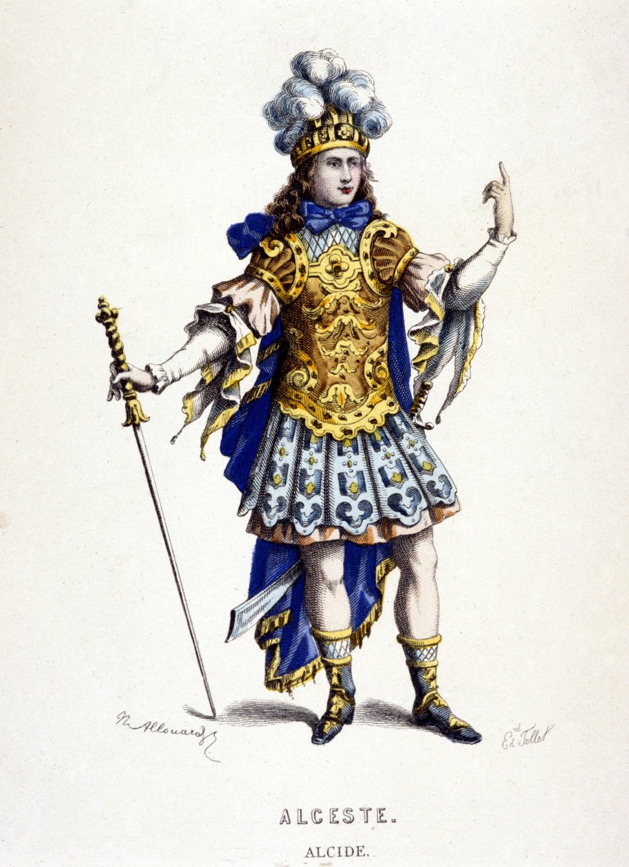 १६७४ में जीन बैप्टिस्ट लुली (जियोवन्नी बतिस्ता लुल्ली) (१६३२-१६८७) द्वारा ओपेरा "" अलसेस्टे (या ले ट्रायम्फे डी'लसाइड) "" में एल्काइड। द्वारा अज्ञात कलाकार