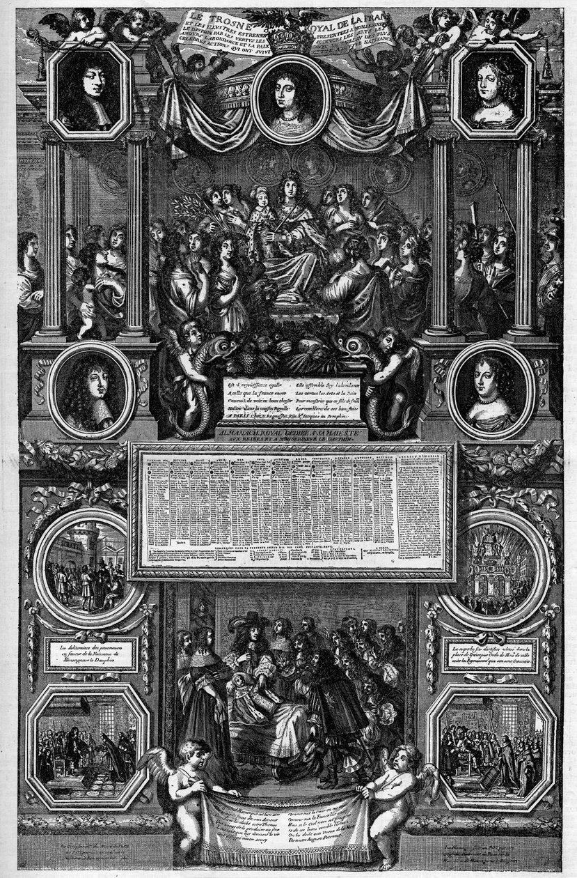 वर्ष 1682 के लिए पंचांग दौफिन के जन्म का प्रतिनिधित्व करता है (लुई डी फ्रांस को ग्रैंड दौफिन के रूप में जाना जाता है) द्वारा अज्ञात कलाकार