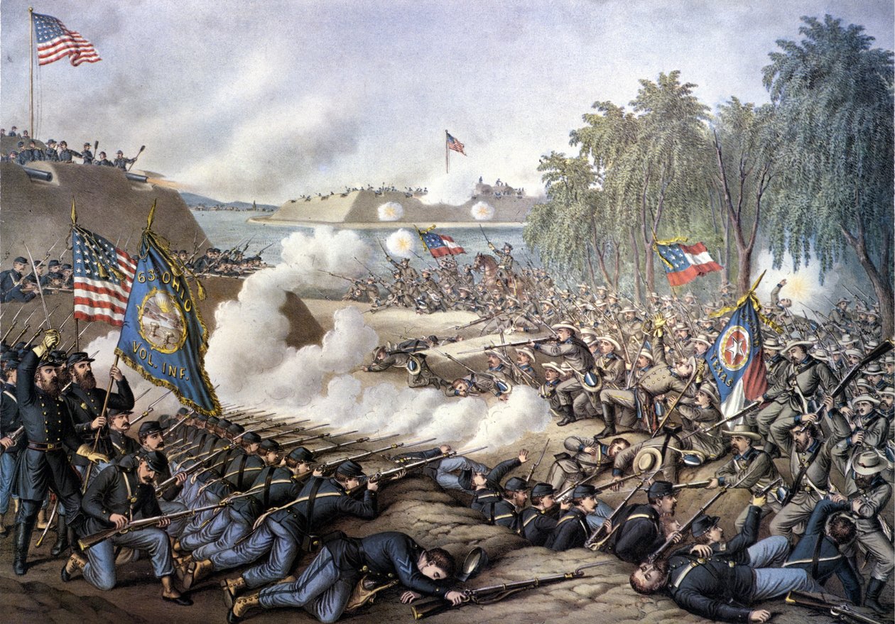 अमेरिकी गृहयुद्ध (1861 - 1865): कुरिन्थ की पहली लड़ाई (मिसिसिपी) 29 अप्रैल-जून 10 द्वारा अज्ञात कलाकार