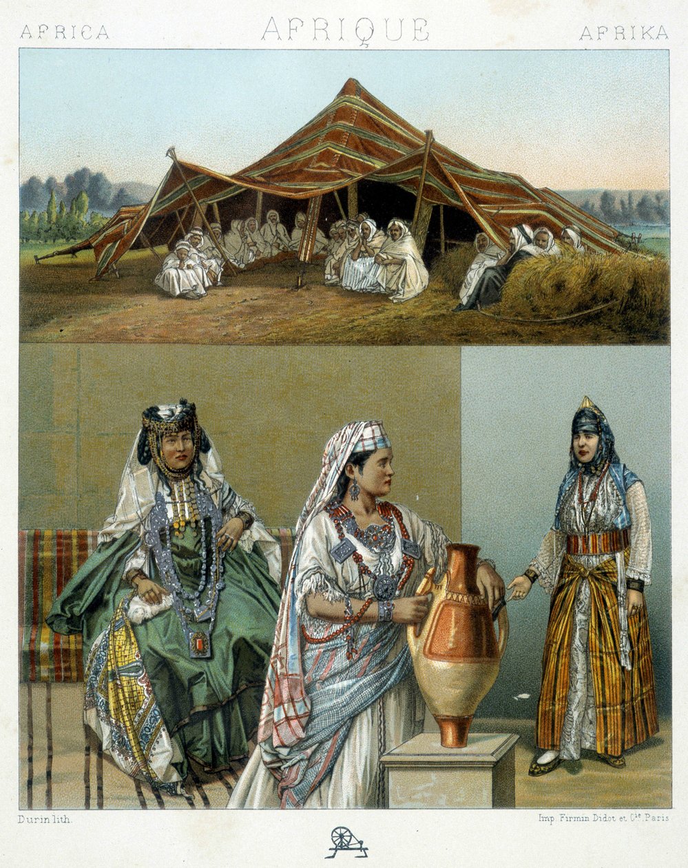 अरब तंबू, अल्जीरियाई महिला वेशभूषा - "" ले कॉस्ट्यूम हिस्टोरिक "" में रैसिनेटा द्वारा द्वारा अज्ञात कलाकार