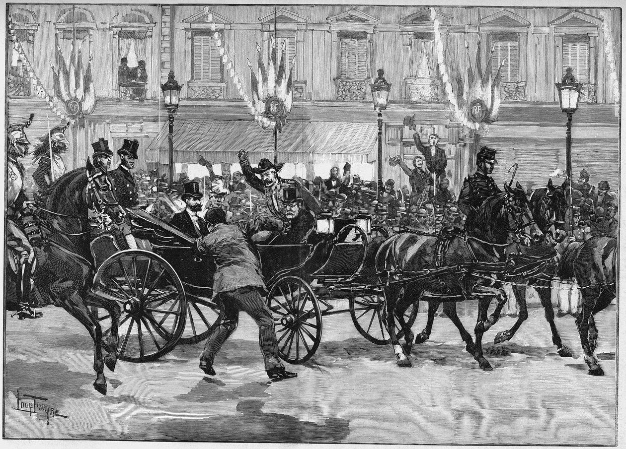 अराजकतावादी कैसरियो द्वारा गणतंत्र सादी कार्नोट (1837-1894) के राष्ट्रपति की हत्या। 24 जून 1894. द्वारा अज्ञात कलाकार