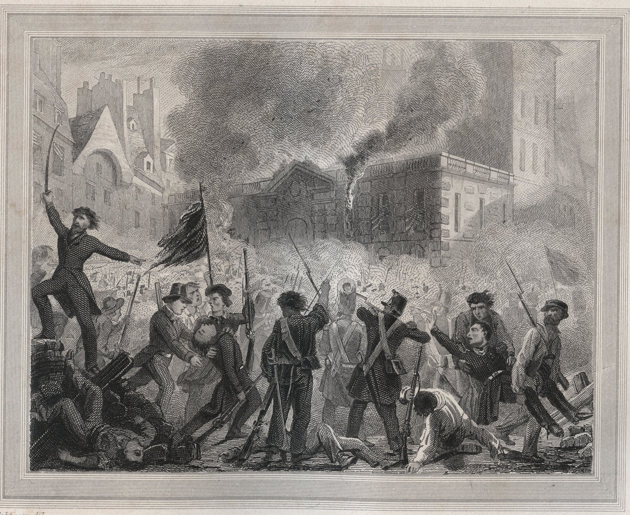 चेटो डी'ओ का हमला - 1848 की क्रांति: "" 24 फरवरी को शाही महल के जल स्थान के महल की आग द्वारा अज्ञात कलाकार