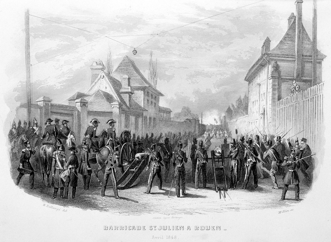 रूएन में बैरिकेड सेंट जूलियन, अप्रैल 1848 - "फास्टेस डी गार्डेस नेशनलेस डी फ्रांस" में द्वारा अज्ञात कलाकार