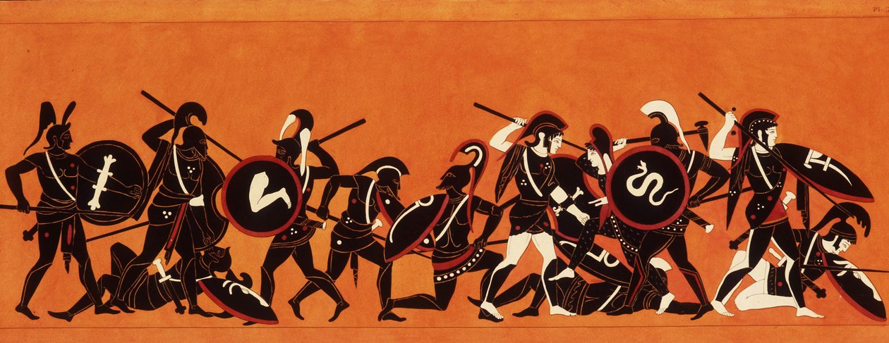 यूनानियों और ट्रोजन की लड़ाई (ट्रोजन युद्ध) 1808-1810 (पेंटिंग) द्वारा अज्ञात कलाकार
