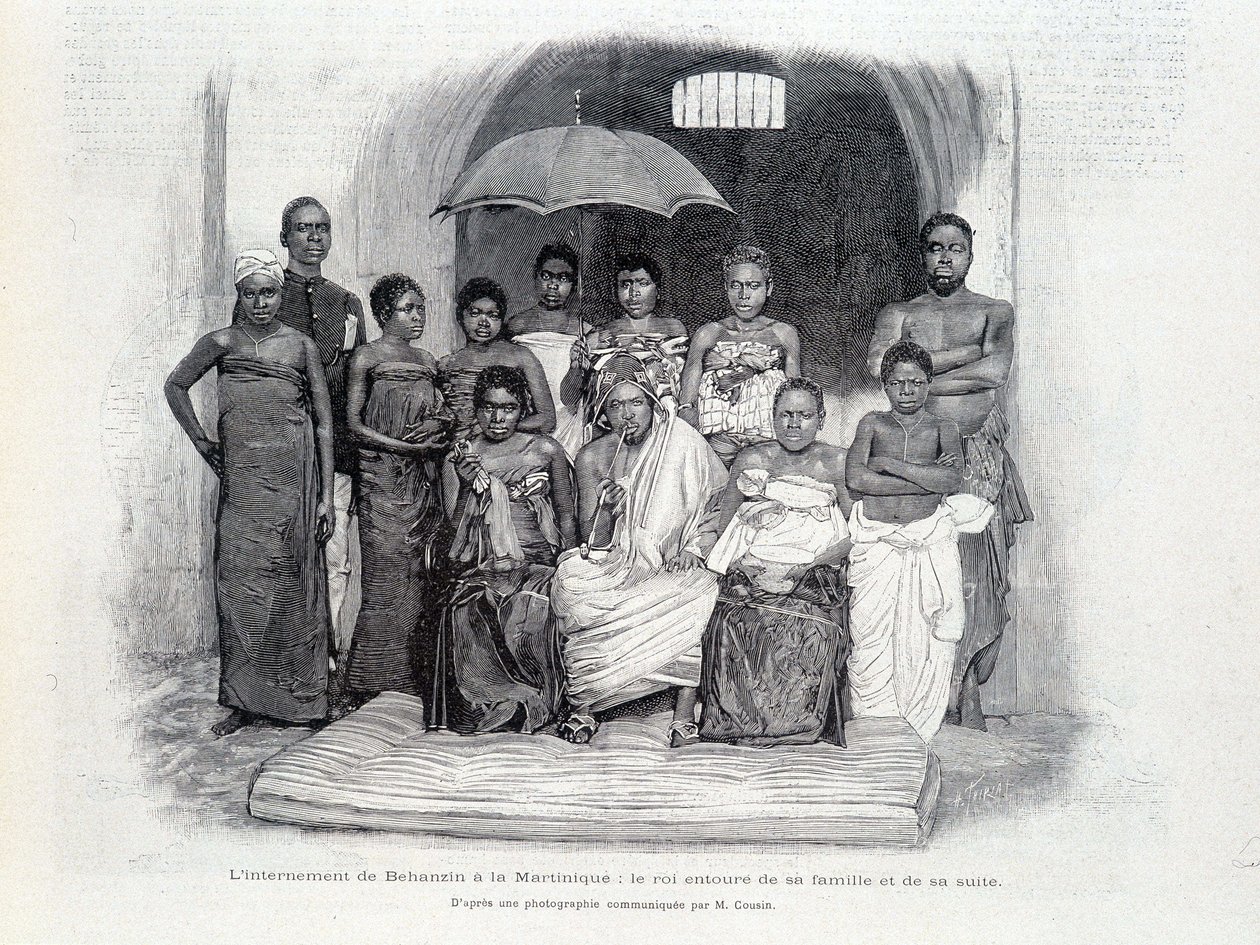 मार्टिनिक में बेहानज़िन की नजरबंदी: राजा अपने परिवार और उसके सुइट से घिरा हुआ था द्वारा अज्ञात कलाकार