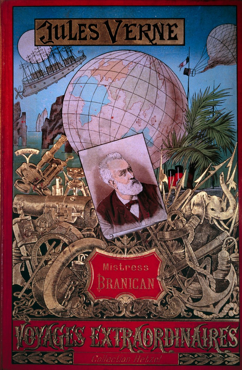 जूल्स वर्ने (1828-1905) द्वारा पुस्तक कवर "" मिस्ट्रेस ब्रैनिकन "" संग्रह में "" वॉयेज एक्स्ट्राऑर्डिनेयर """ 19 वीं शताब्दी पेरिस, बीएन द्वारा अज्ञात कलाकार