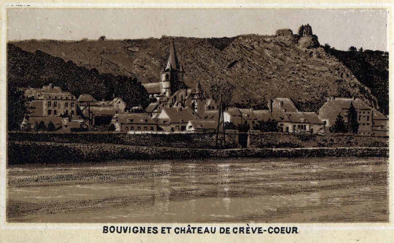 Bouvignes sur Meuse और Creve Coeur का महल (Creve-Coeur or Crevecoeur), वालोनिया, बेल्जियम द्वारा अज्ञात कलाकार