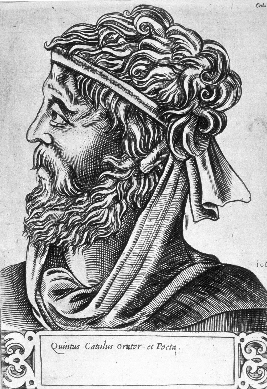 Catullus dit Catullo (87 - 54 ईसा पूर्व) काल्पनिक चित्र, 17 वीं शताब्दी का उत्कीर्णन। द्वारा अज्ञात कलाकार