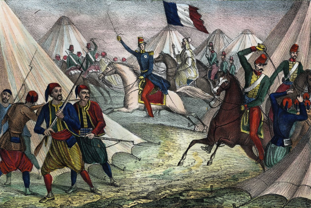 16 मई 1843 को ड्यूक ऑफ औमले द्वारा अल्जीरिया में अब्द-अल-कादर के स्माला पर कब्जा। "" स्टोरिया डी'एल्गेरी" में, लियोन गैलिबर्ट, वॉल्यूम। 2 द्वारा अज्ञात कलाकार