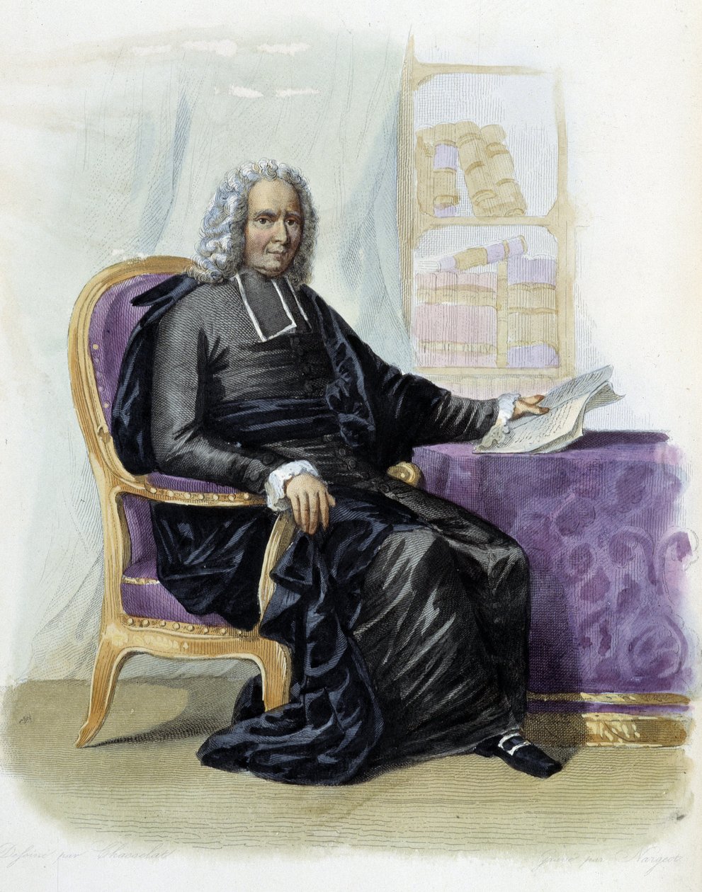 चार्ल्स रोलिन (1661-1741), एड मेनेचेट में लेखक और इतिहासकार, "" ले प्लुटार्क फ़्रैंकैस"" द्वारा अज्ञात कलाकार