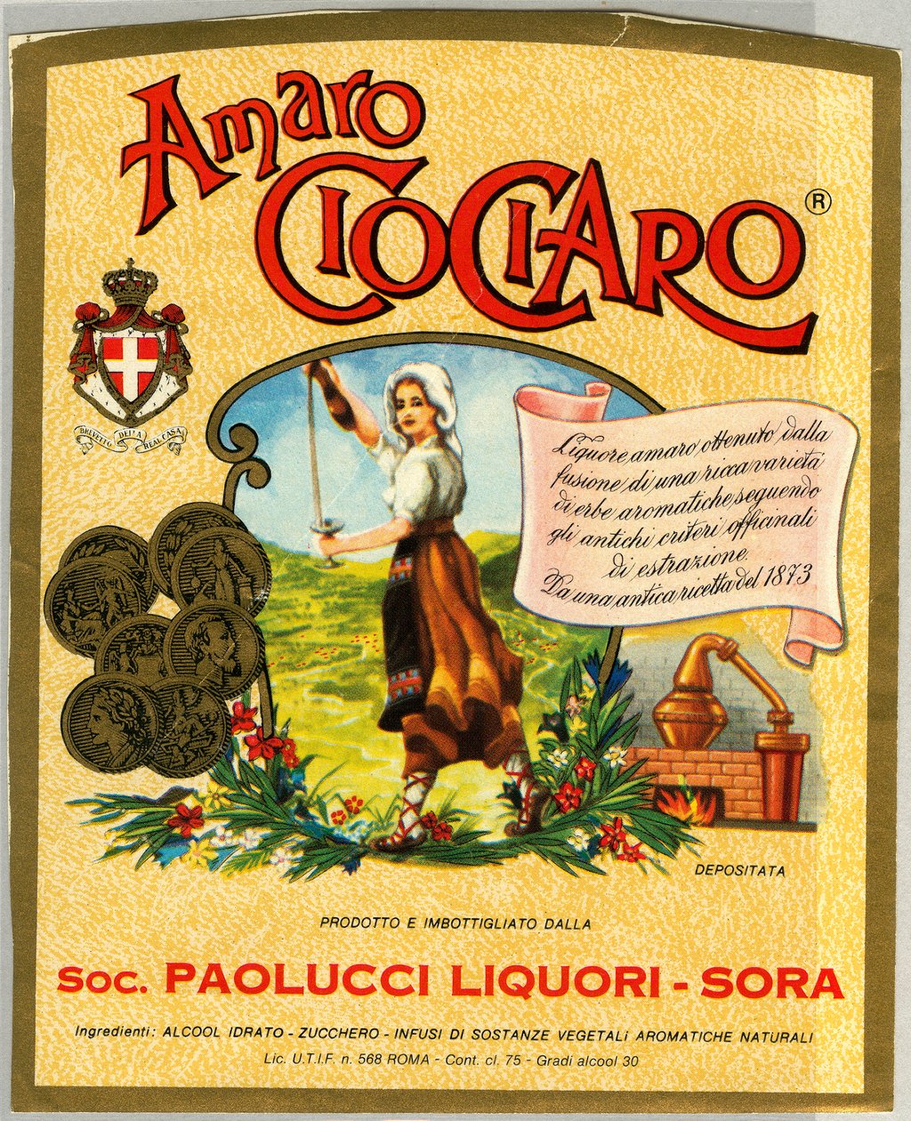 Ciociaro Amaro शराब विज्ञापन (क्रोमोलिथोग्राफी, 19वीं सदी के अंत में) द्वारा अज्ञात कलाकार