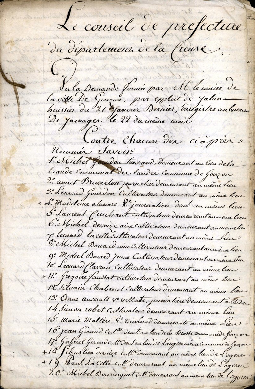 23 अप्रैल 1823 को ग्वेरेट (क्रेयूज़) के प्रान्त परिषद का विचार-विमर्श द्वारा अज्ञात कलाकार