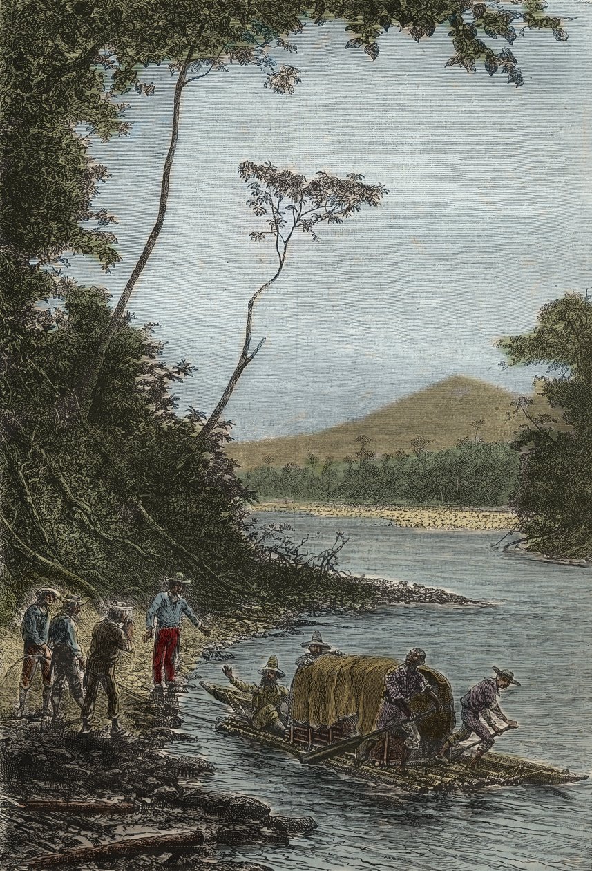 अमेज़ॅन का वंश (1743-1744) - चार्ल्स मैरी डे ला कोंडामाइन (1701-1774) उत्कीर्णन द्वारा बेड़ा की शुरुआत - द्वारा अज्ञात कलाकार