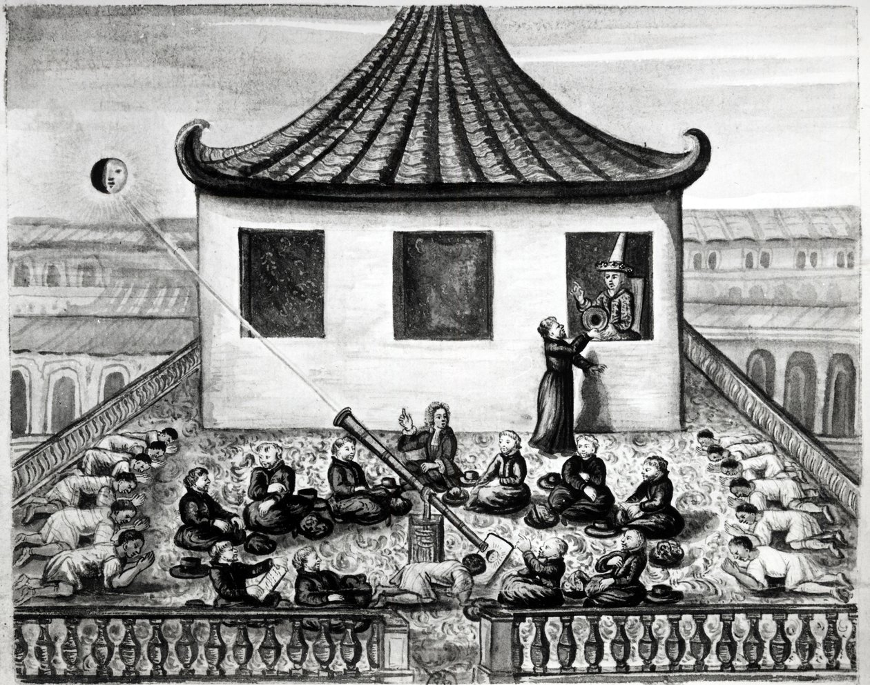 सूर्य ग्रहण - "" में सियाम राज्य की यात्रा, 1688 का ऐतिहासिक""। द्वारा अज्ञात कलाकार