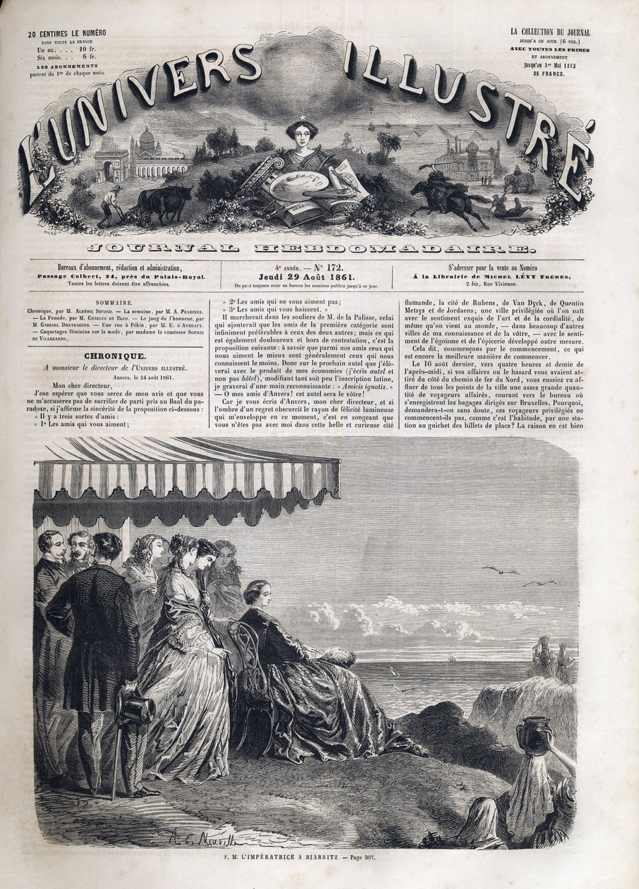 महारानी यूजनी (1826-1920) Biarritz . में द्वारा अज्ञात कलाकार