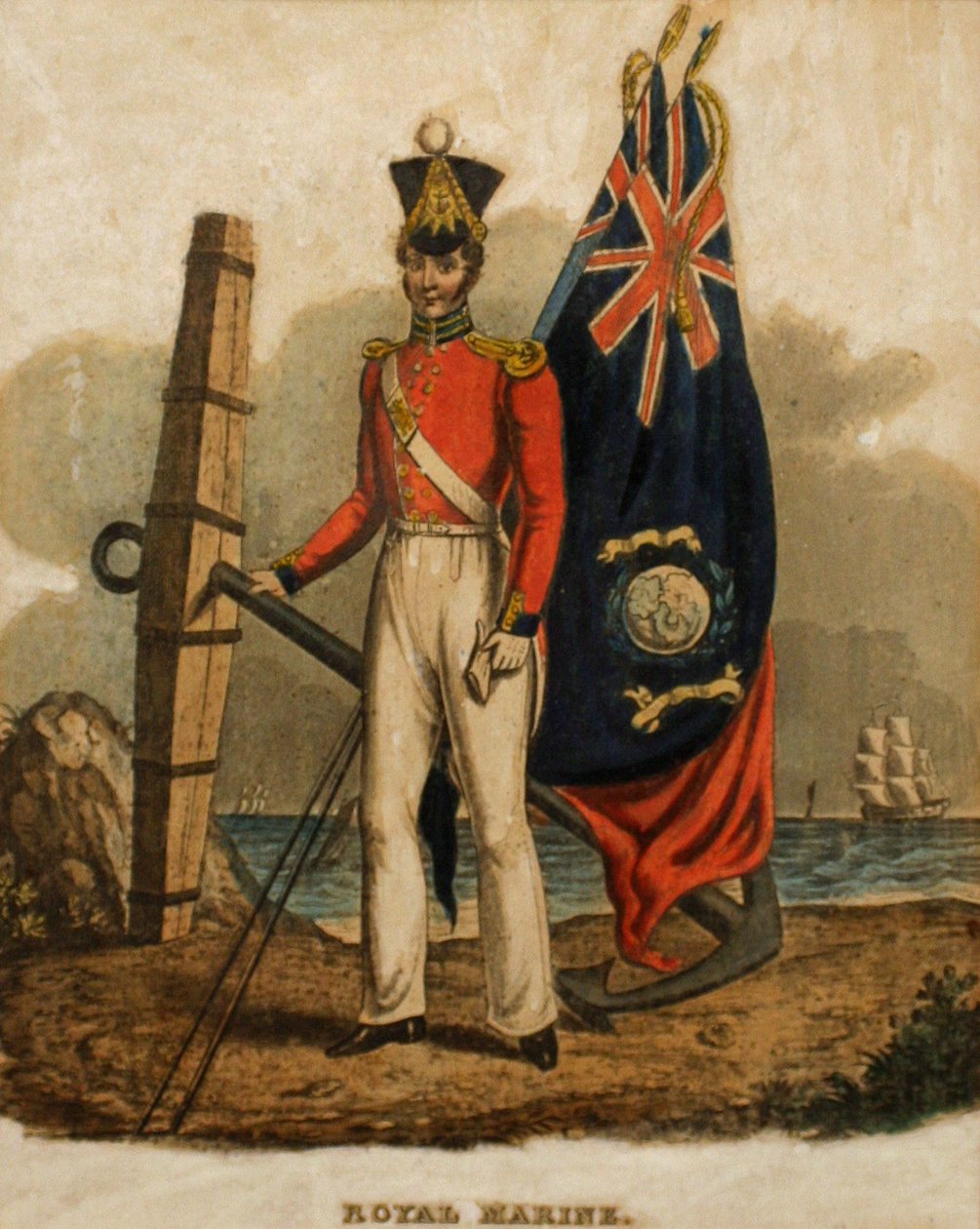 एनसाइन, रॉयल मरीन, 1835 (एक्वाटिंट) द्वारा अज्ञात
