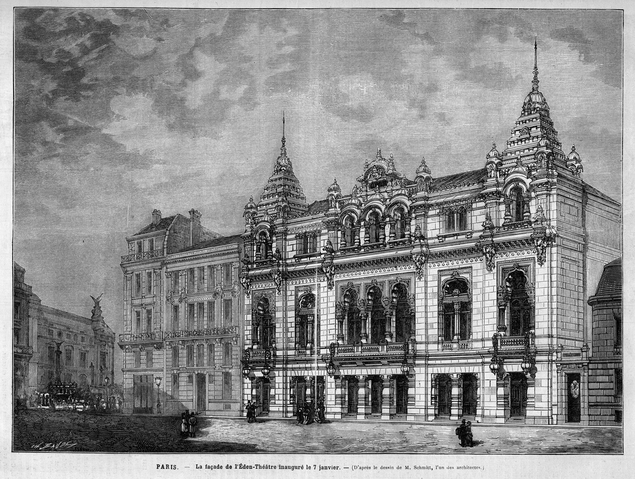 पेरिस में Facade de l'Eden Theatre 7 rue Boudreau 7 जनवरी को खोला गया द्वारा अज्ञात कलाकार