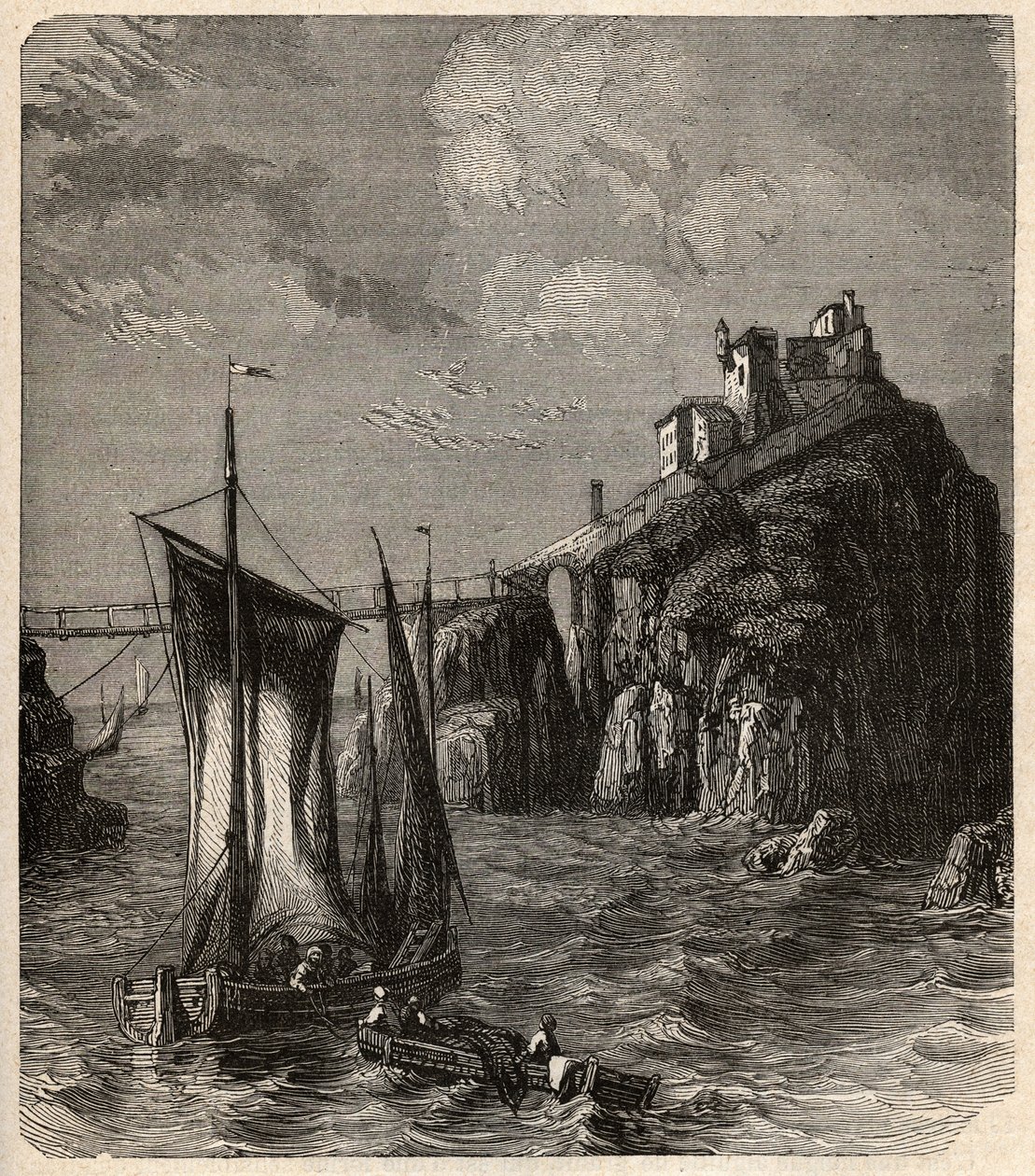 Fort de Bertheaume - Plougonvelin - Finistere - "" PATRIE "" में उत्कीर्णन - LUCIEN HUARD द्वारा 6 VOLUES में DESCRIPTION PECTURESSE DE LA फ्रांस - 19 वीं शताब्दी के अंत में द्वारा अज्ञात कलाकार