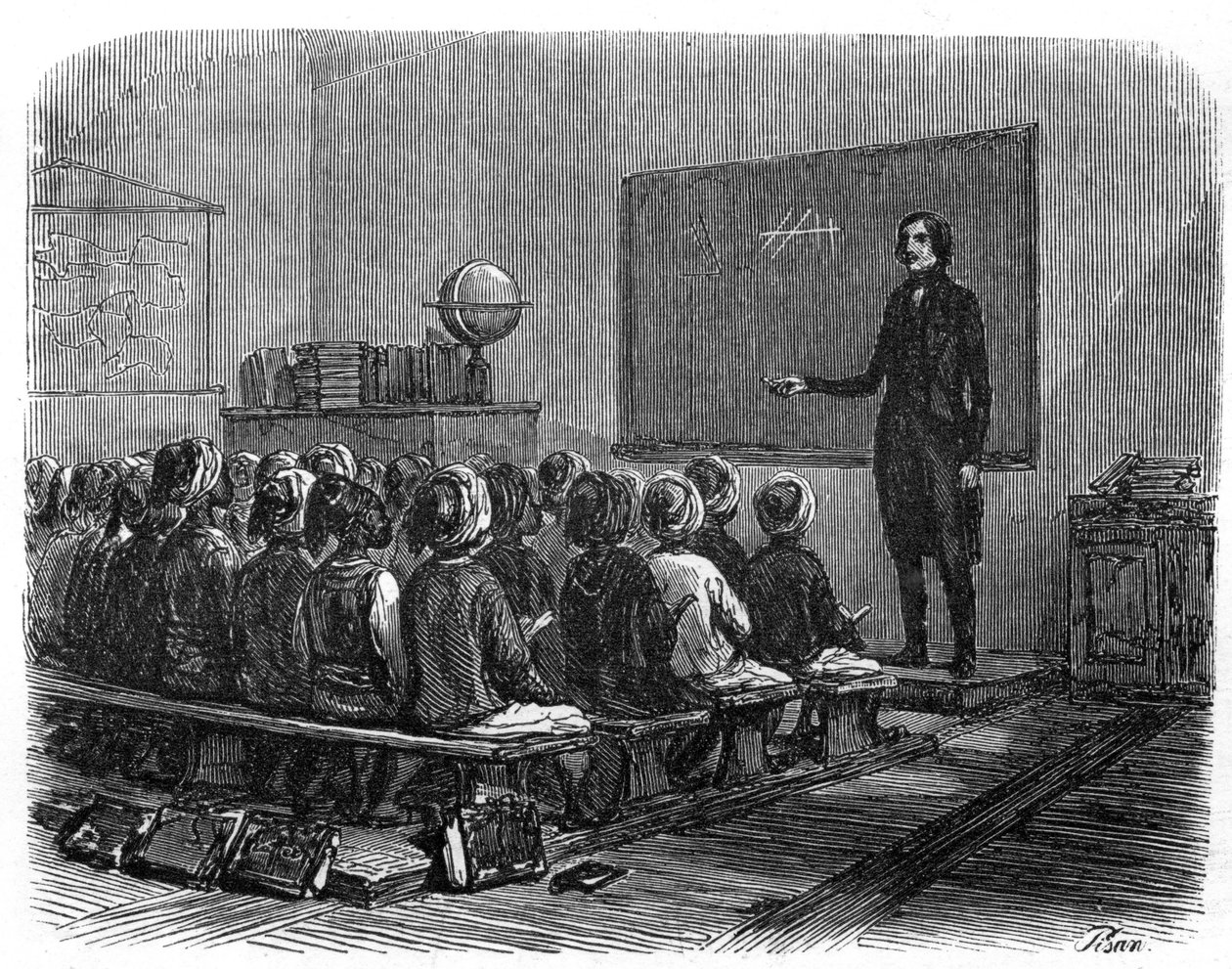 1840 में अल्जीरिया में फ्रेंच स्कूल। द्वारा अज्ञात कलाकार