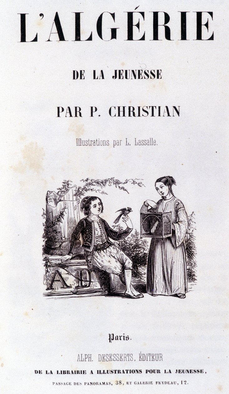 P.Christian . द्वारा "अल्जीरिया थ्रू यूथ" पुस्तक का फ्रंटस्पाइस द्वारा अज्ञात कलाकार
