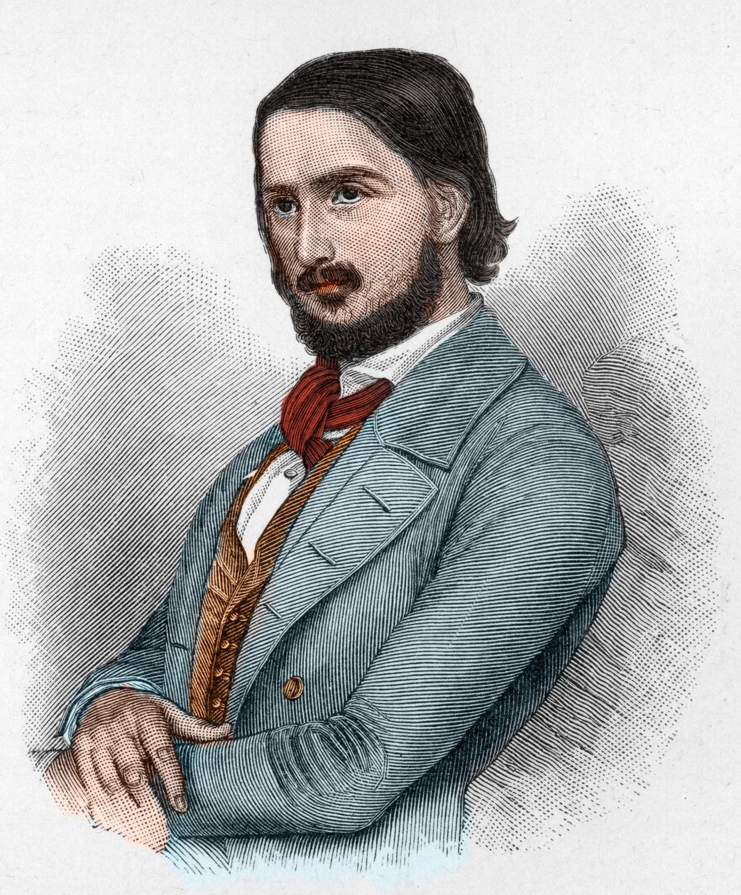 जॉर्ज फ्रेडरिक रूडोल्फ थियोडोर हर्वेघ (1817-1875) जर्मन कवि, क्रांतिकारी और अनुवादक। द्वारा अज्ञात कलाकार