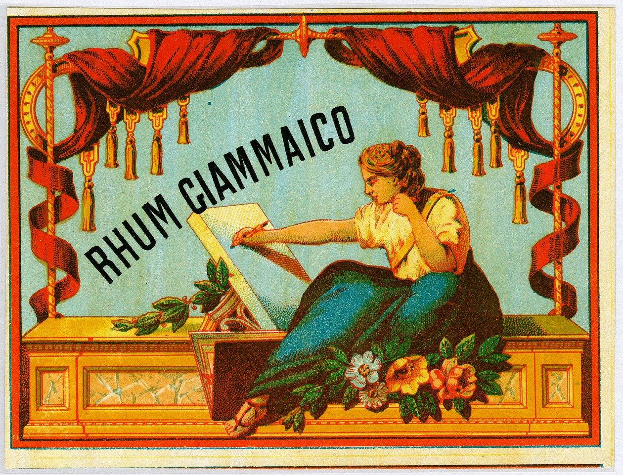 Giammaico रम अल्कोहल विज्ञापन (19वीं सदी के अंत में क्रोमोलिथोग्राफी) द्वारा अज्ञात कलाकार