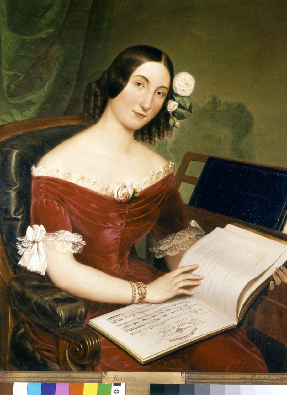 Giuseppina Strepponi (1815-1897), प्रसिद्ध सोप्रानो, Giuseppe Verdi की पत्नी। द्वारा अज्ञात कलाकार