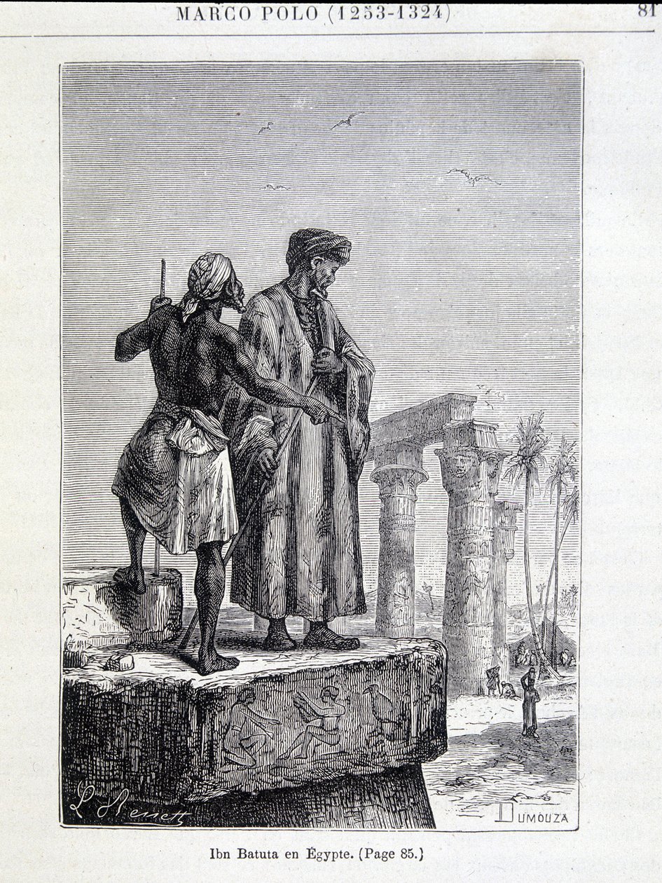 इब्न बतूता (1307-1377) मिस्र में - जूल्स वर्ने द्वारा "" डिस्कवरी ऑफ द अर्थ "" में द्वारा अज्ञात कलाकार