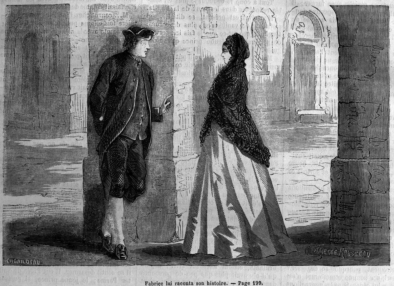 1872 से 'ले डायरी डू डिमांचे' में स्टेंडल द्वारा 'ला चार्ट्रेयूज़ डी पर्मा' के लिए चित्रण। द्वारा अज्ञात कलाकार
