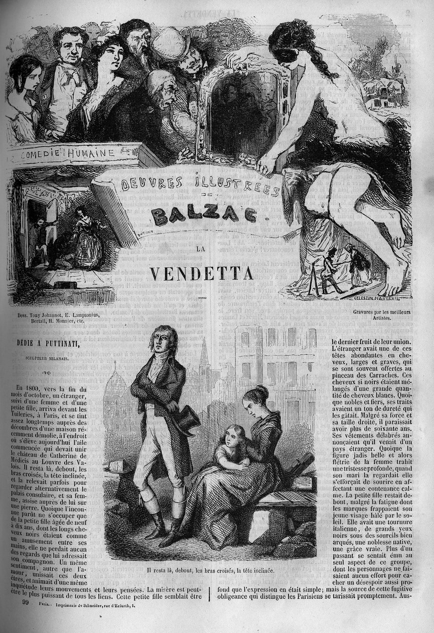 होनोर डी बाल्ज़ाक (1799-1850) द्वारा उपन्यास "ला वेंडेट्टा" का चित्रण। द्वारा अज्ञात कलाकार