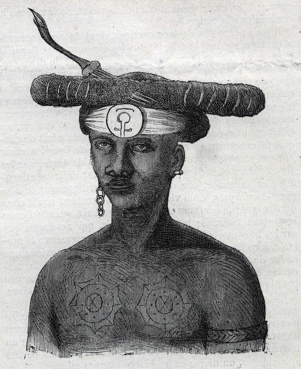न्यू गिनी (न्यू गिनी) के स्वदेशी लोग: अरफाक पर्वत के निवासी। "" ल 'विश्वविद्यालयों के शानदार" में उत्कीर्णन द्वारा अज्ञात कलाकार