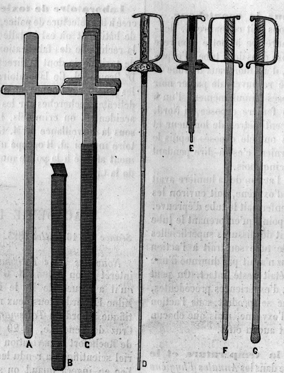 तलवार निगलने वाले उपकरण। 21 जुलाई 1883 के "" प्रकृति: विज्ञान और कला और उद्योग के लिए उनके अनुप्रयोगों की समीक्षा "" में उत्कीर्णन। द्वारा अज्ञात कलाकार
