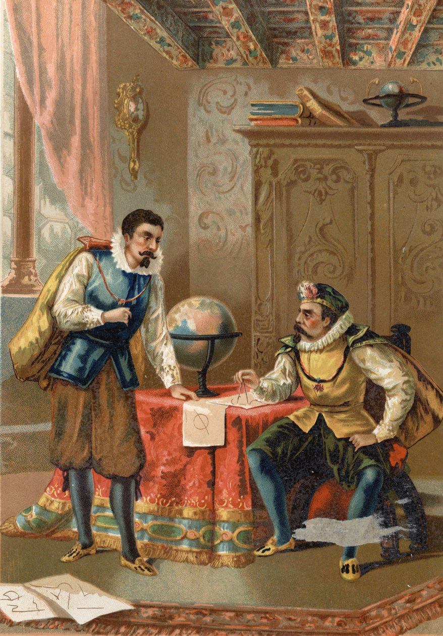 जोहान्स केप्लर (केपलर) (1571 - 1630) टाइको ब्राहे (1546-1601), खगोलविदों, प्राग के साथ 1600 में - साइंस एंड इट्स मेन द्वारा लुई फिगुएर, बार्सिलोना 1881 के बाद द्वारा अज्ञात कलाकार