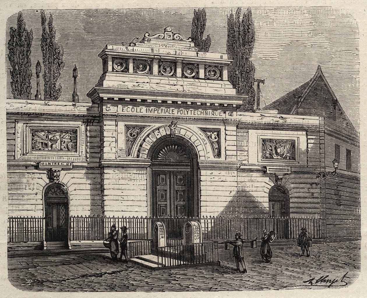 1873 में पेरिस में L'Ecole Polytechnique - "द वर्ल्ड इलस्ट्रियस" में 1873 की उत्कीर्णन द्वारा अज्ञात कलाकार