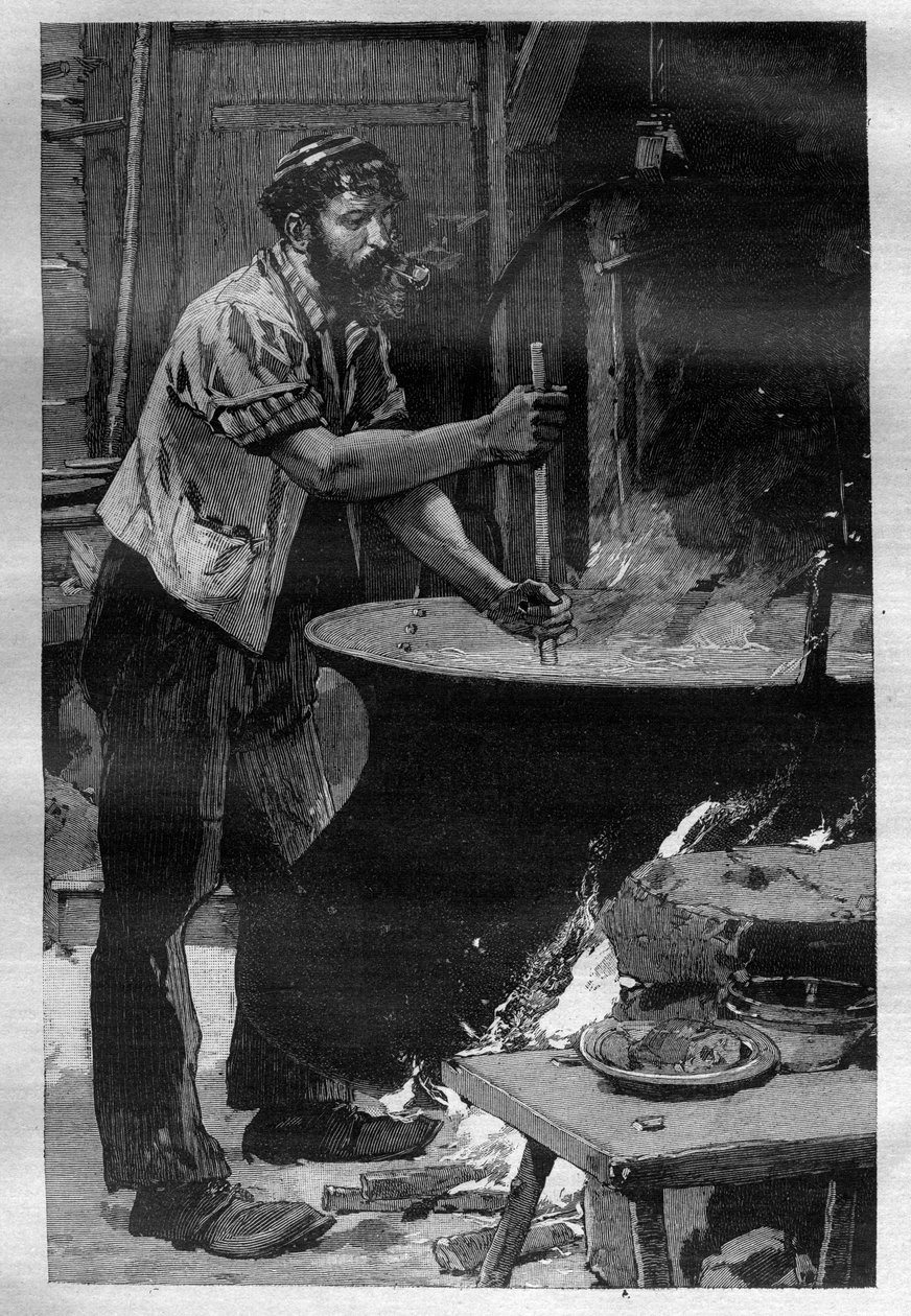Gruyere पनीर का निर्माण - "ला साइंस फ़्रैन्काइज़" में उत्कीर्णन " द्वारा अज्ञात कलाकार