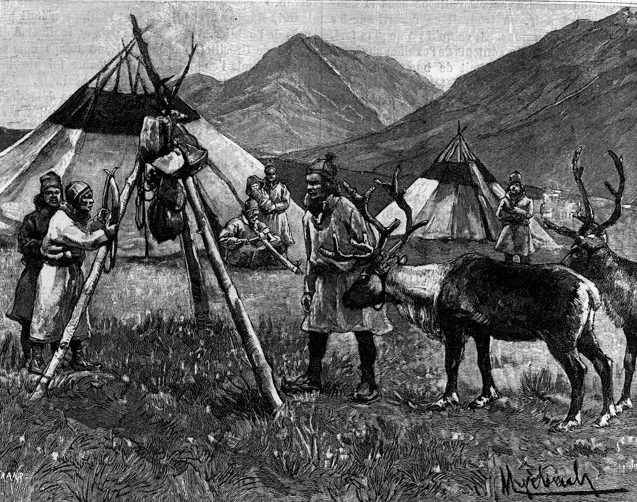 लैपलैंड: कैंप डी लैपोंस। "युवाओं के जर्नल" में उत्कीर्णन द्वारा अज्ञात कलाकार