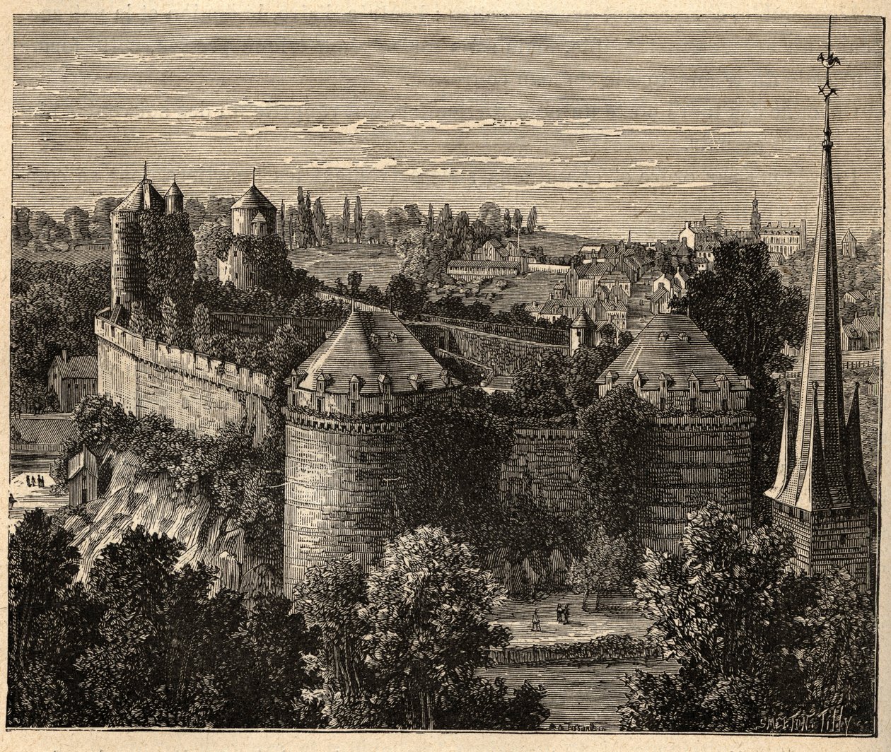 Le Chateau a Fougeres - ब्रिटनी - फ़्रांस - "" PATRIE "में उत्कीर्णन - Lucien HUARD द्वारा 6 खंडों में फ्रांस का PECTUREQUIREQUE विवरण - 19 वीं शताब्दी का अंत द्वारा अज्ञात कलाकार