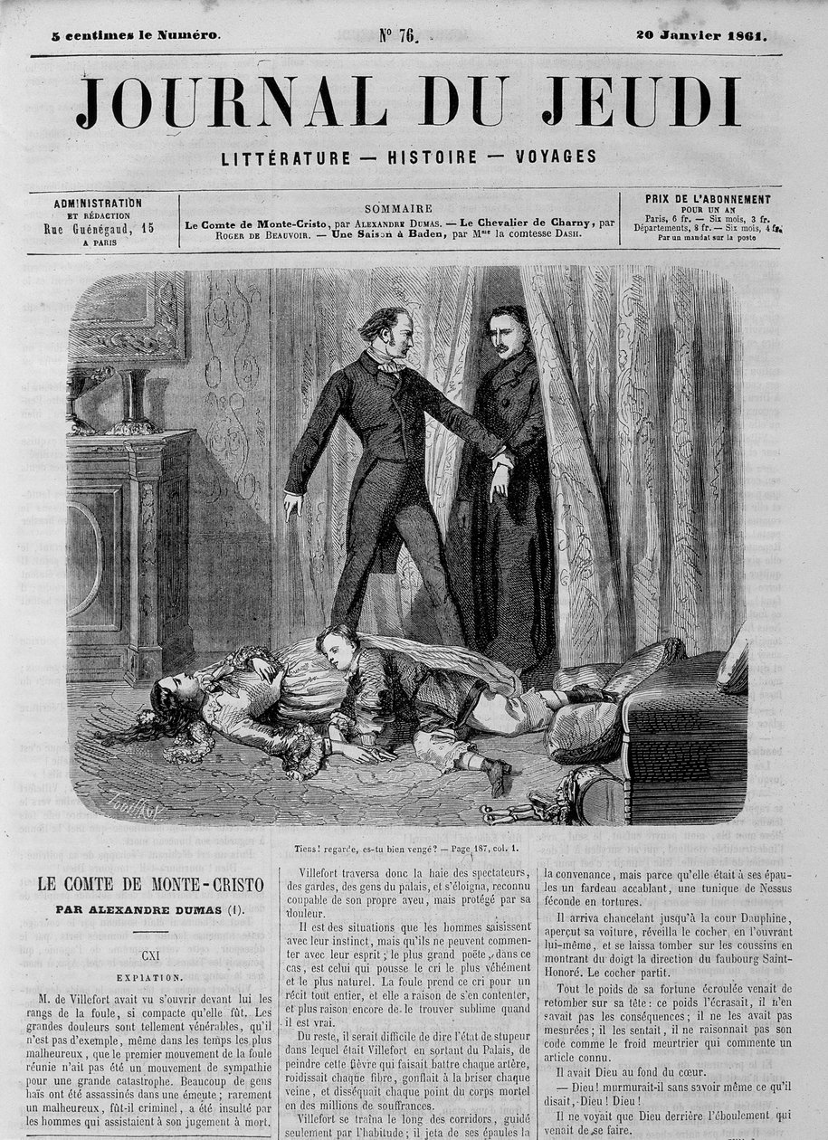 मोंटे क्रिस्टो की गिनती (मोंटे क्रिस्टो) - 20/01/1861 के "" ले जर्नल डु गुरुवार "" में द्वारा अज्ञात कलाकार