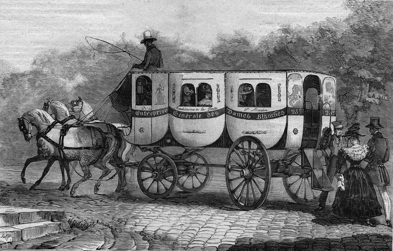 19वीं सदी में लेस ओम्निबस डी पेरिस: ला डेम ब्लैंच - 1892 से उत्कीर्णन द्वारा अज्ञात कलाकार