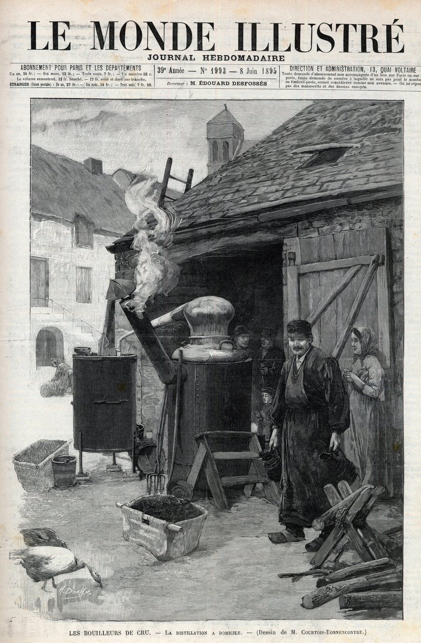 Les bouilleurs de cru - 1895 में पेरिस में घरेलू आसवन - 1895 के "Le Monde Illustré" "n ° 1993 में उत्कीर्णन द्वारा अज्ञात कलाकार
