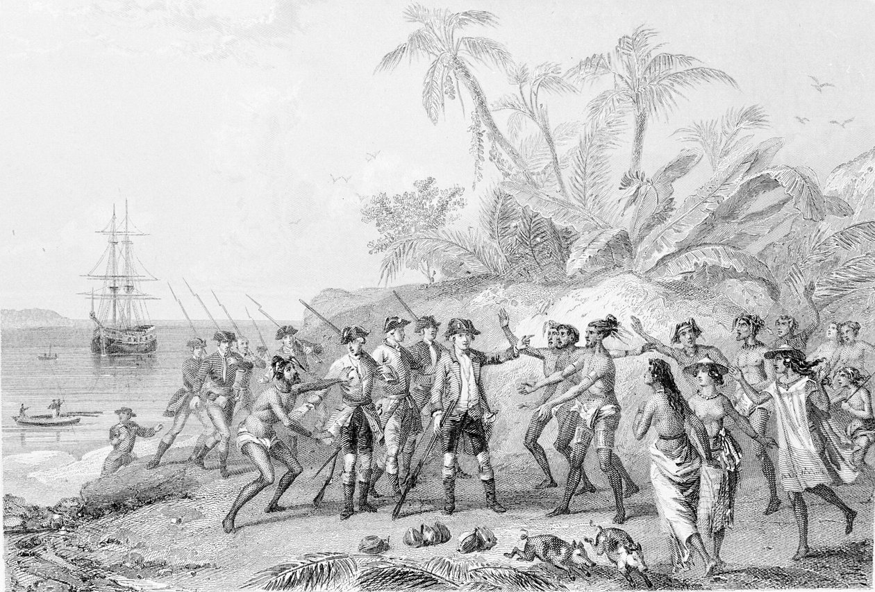 लुई एंटोनी, काउंट ऑफ़ बोगनविले (1729-1811) ताहिती में पहुंचे द्वारा अज्ञात कलाकार