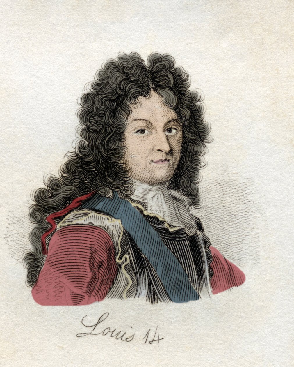 लुई XIV (लुई डाइउडोन 1638-1715) फ्रांस और नवरे के राजा। 1825 में प्रकाशित क्रैब्स हिस्टोरिकल डिक्शनरी पुस्तक से द्वारा अज्ञात कलाकार