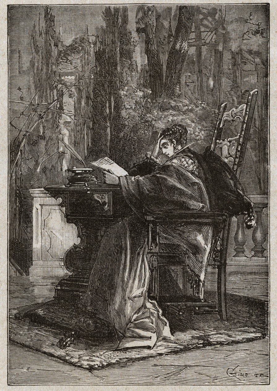 ल्यूक्रेस बोर्गिया (1480-1519) डाइंग हैंड टू लियोन एक्स (लियोन 10) (1475-1521) - ऑस्कर पियो द्वारा 'लुक्रेज़िया बोर्गिया'' से उत्कीर्णन - 1883 द्वारा अज्ञात कलाकार