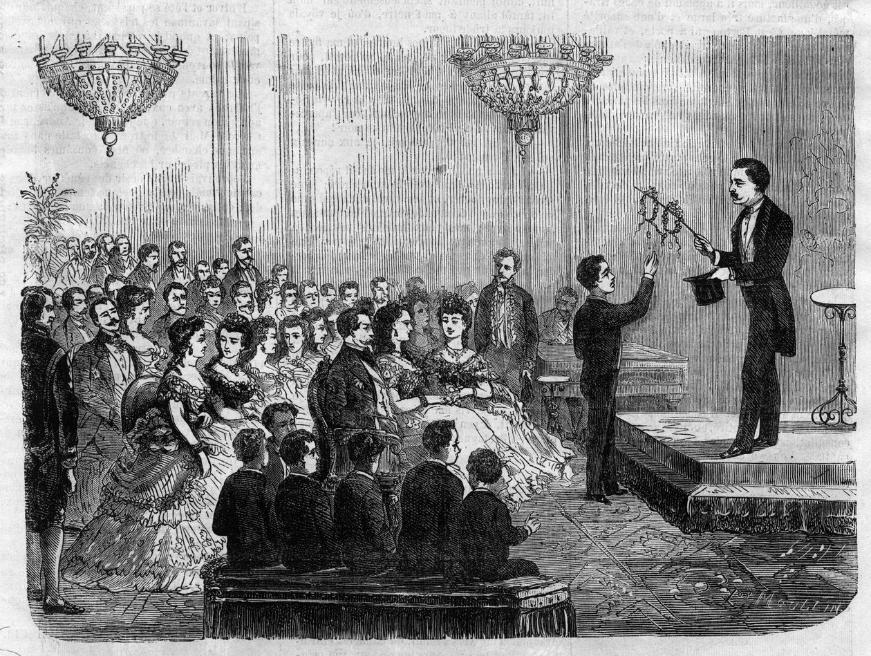 1870 में सम्राट नेपोलियन III (1808-1873) और उनके बेटे प्रिंस इंपीरियल (1856-1879) की उपस्थिति में महाशय फॉरे निकोले द्वारा दिया गया जादू शो द्वारा अज्ञात कलाकार