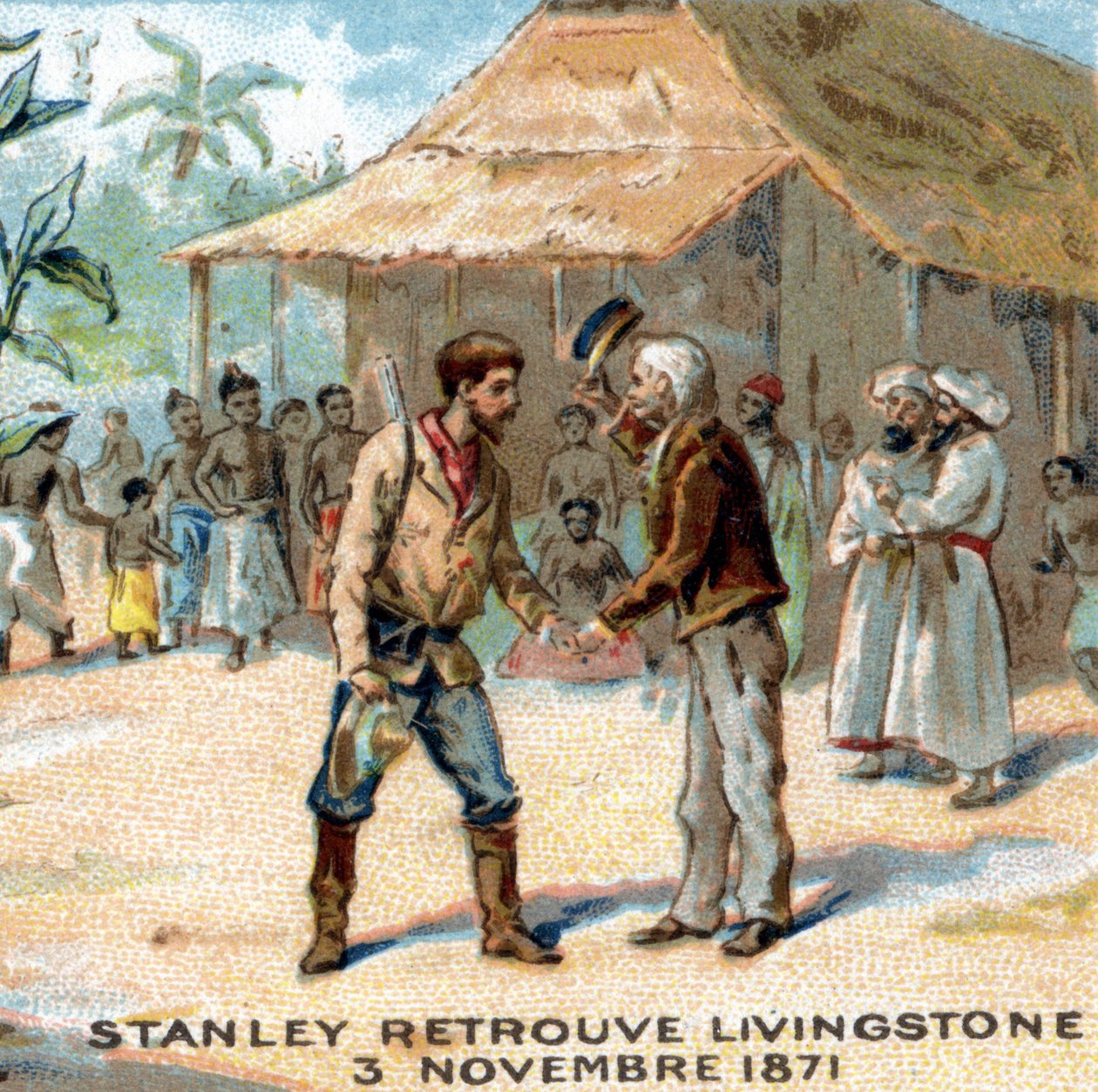 1871 में सर हेनरी मॉर्टन स्टेनली (1841-1904) और डेविड लिविंगस्टोन (1813-1873) के बीच बैठक द्वारा अज्ञात कलाकार