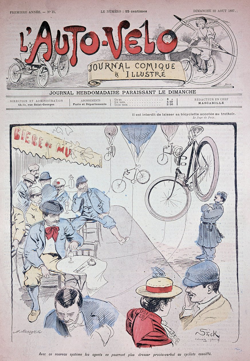 साइकिल चालक के लिए मिनट - 12/12/1897 के "" l'Auto-Vélo" में, बाइबिल। पेरिस शहर का। द्वारा अज्ञात कलाकार