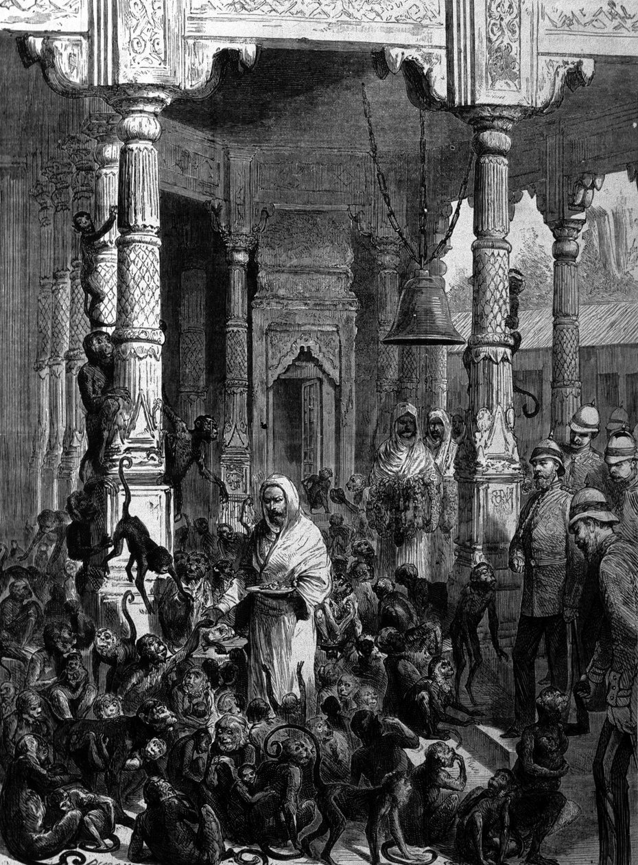 बंदर मंदिर 1877 में वाराणसी (पूर्व में बनारस) में बंदर मंदिर। द्वारा अज्ञात कलाकार