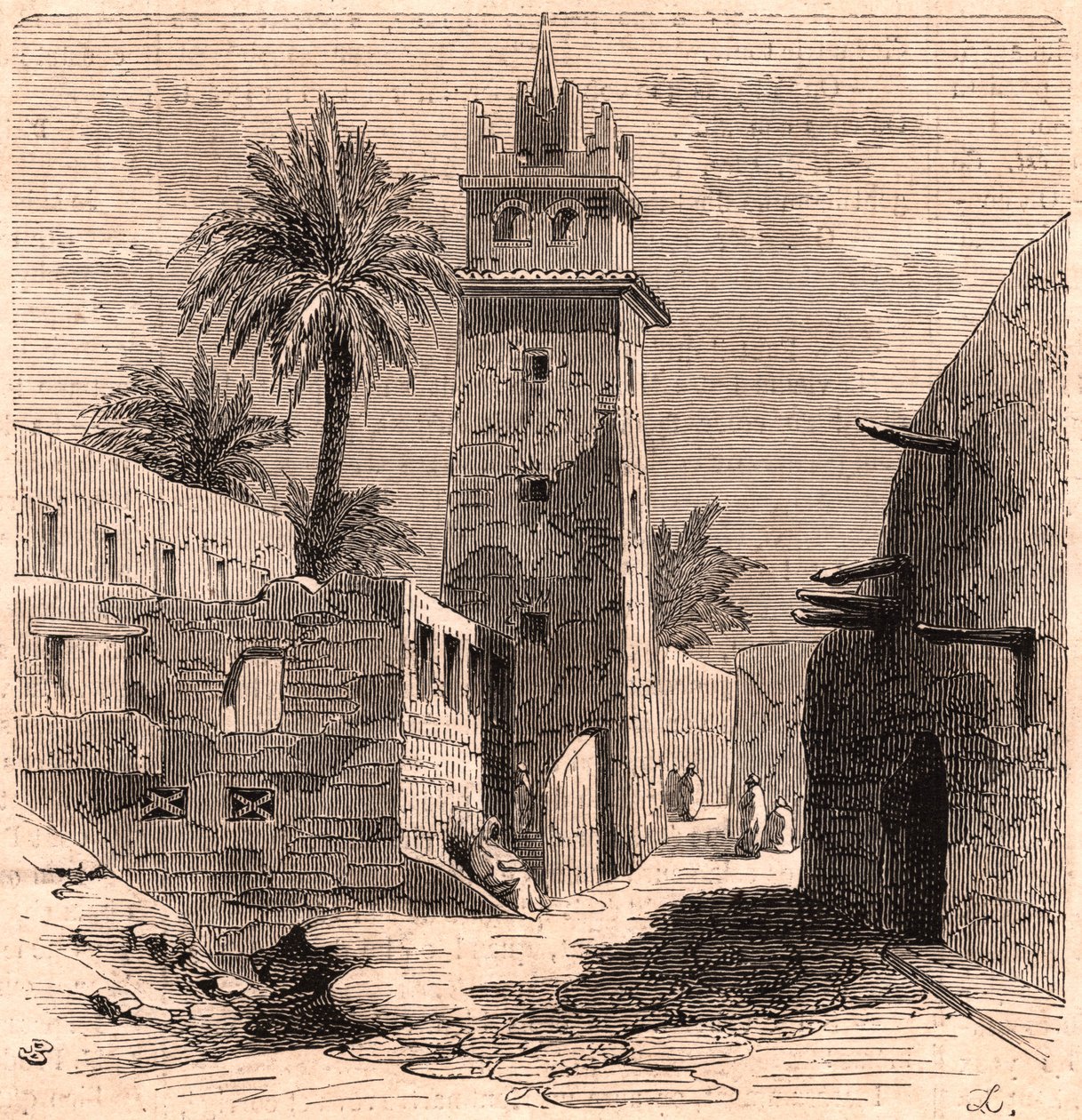 1866 में अल्जीरिया में पुरानी बिस्क्रा (बिस्क्रा) में मस्जिद द्वारा अज्ञात