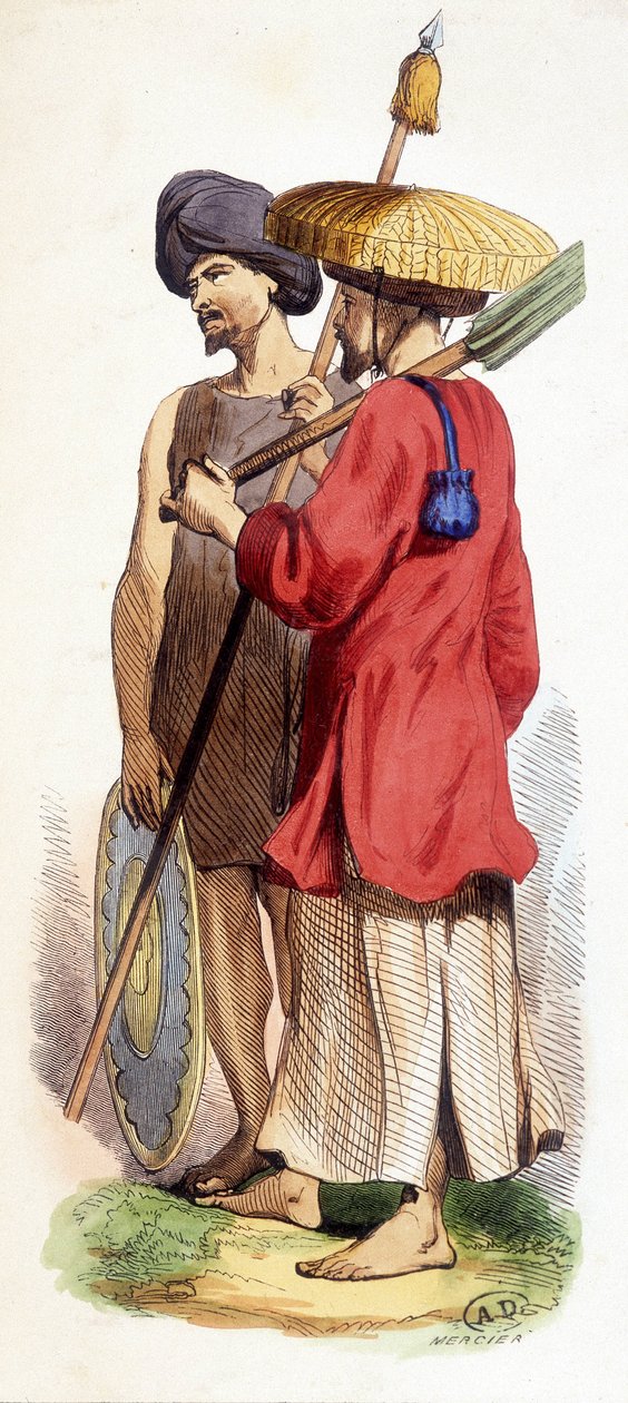 प्राकृतिक (वियतनामी स्वदेशी) और कोचीन सैनिक। वियतनाम बनाम 1840। द्वारा अज्ञात कलाकार